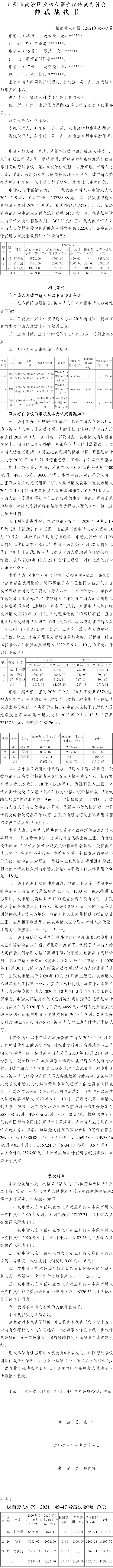 穗南劳人仲案〔2021〕45-47号 赵天豪、罗清、马新尧诉被申请人管道云科技（广东）有限公司 仲裁裁决书.jpg